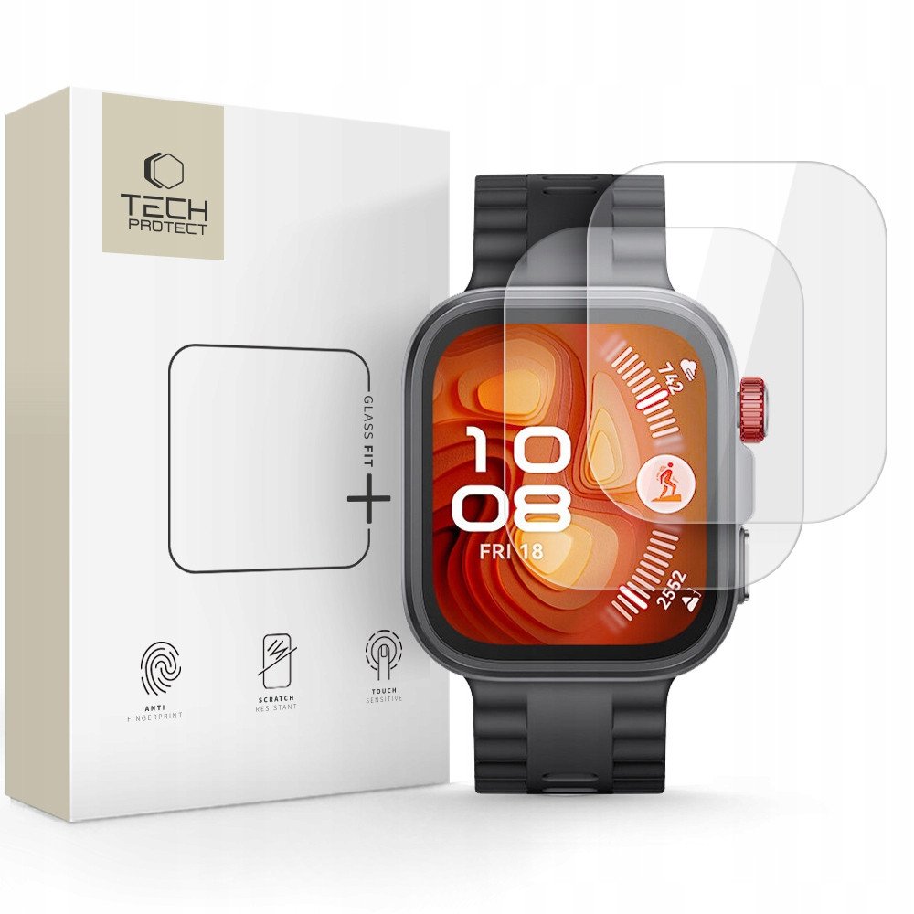 Xham mbrojtës për Huawei Watch Fit 4 Pro Tech-Protect Glass Fit+, transparent, 2 copë
