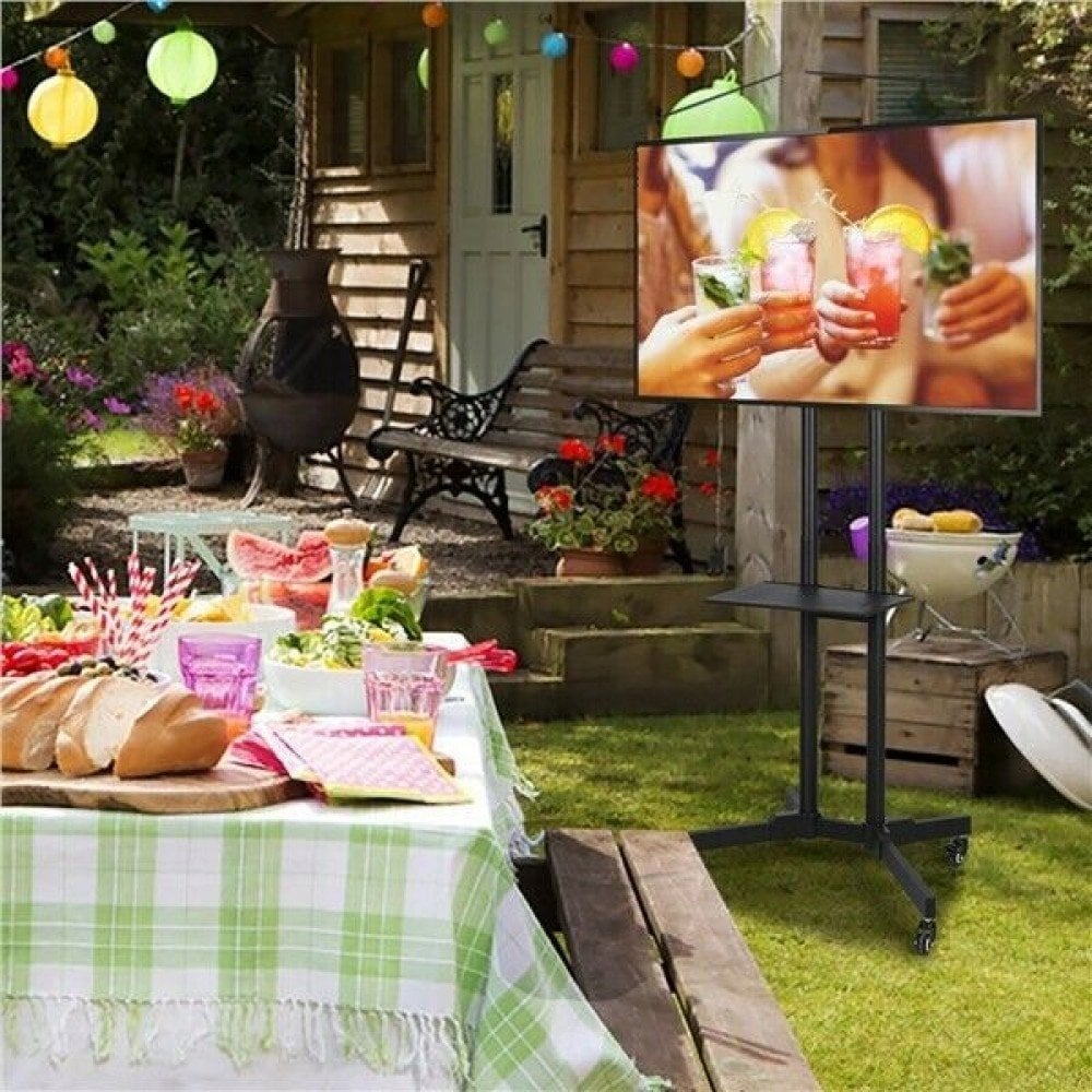 Универзална ТВ количка 32-70\", прилагодлива висина, со тркала, црна