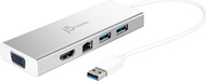 Dock USB J5create JUD380, USB 3.0, HDMI VGA RJ45, i bardhë