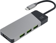 Adapter USB C Green Cell Connect, Hub 3x USB 3.1, HDMI 4K 60Hz, gri