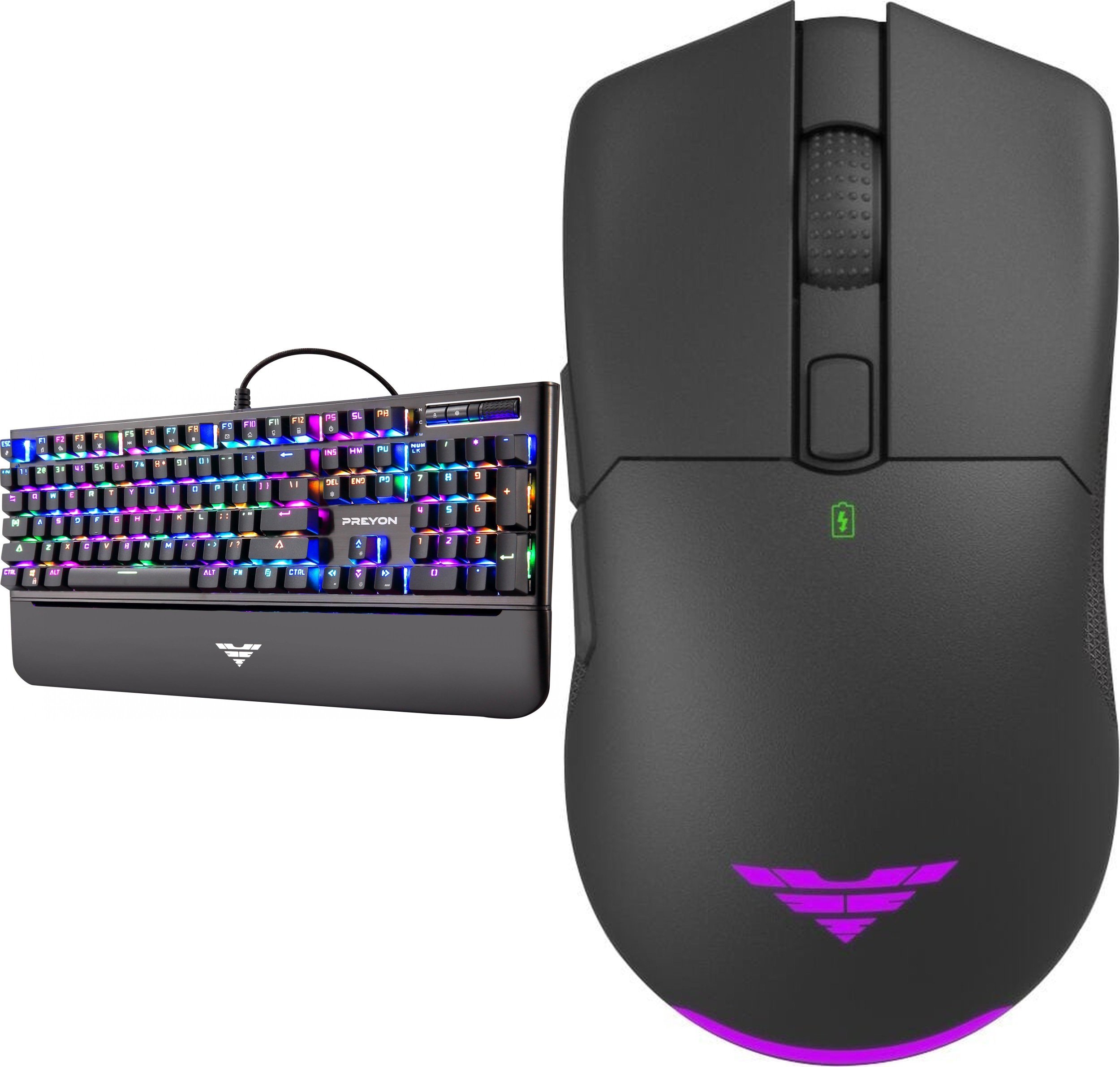 Set tastierë dhe maus PREYON Long Claw Brown + Owl Wireless, mekanik, RGB, i zi