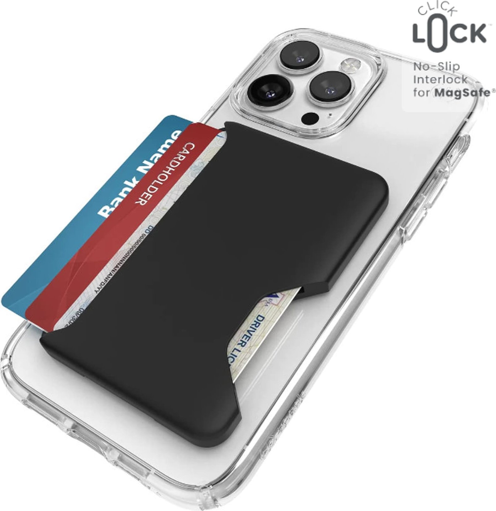 Portofol MagSafe Speck ClickLock, për iPhone, 1 3 kartela, i zi