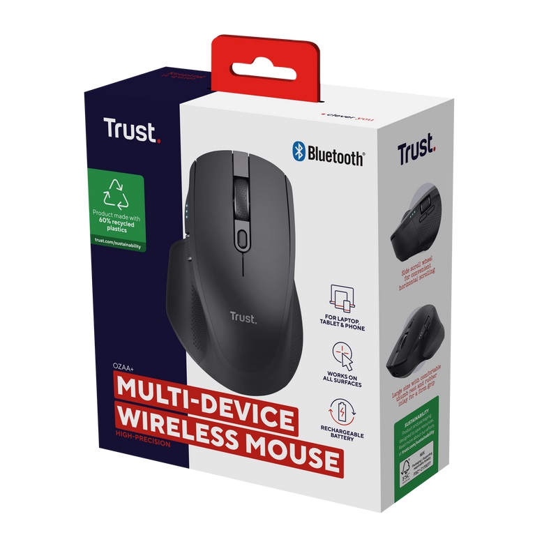 Maus Trust Ozaa+, optik, 3200 DPI, USB + Bluetooth, i zi