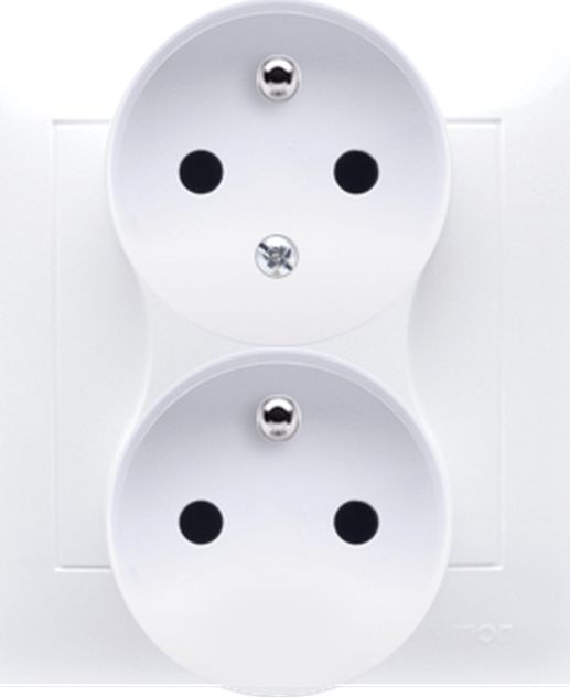 Prizë dyfishe me tokëzim Kontakt-Simon Simon 54 DGZ2T/11, 16A 250V, për kuti fi 68mm, e bardhë