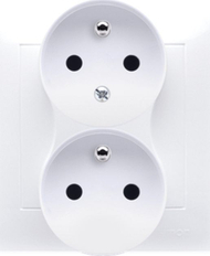 Prizë dyfishe me tokëzim Kontakt-Simon Simon 54 DGZ2T/11, 16A 250V, për kuti fi 68mm, e bardhë