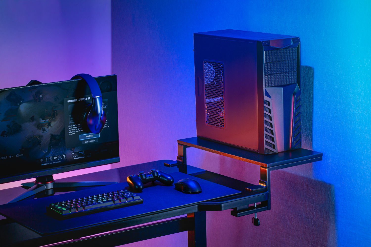 Полица за маса Mozos ERGO CLAMP, за компјутерска опрема, стегач на маса, црна