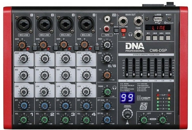 Mikser audio kompakt DJ, 6 kanale, USB Bluetooth MP3, me efekte digjitale