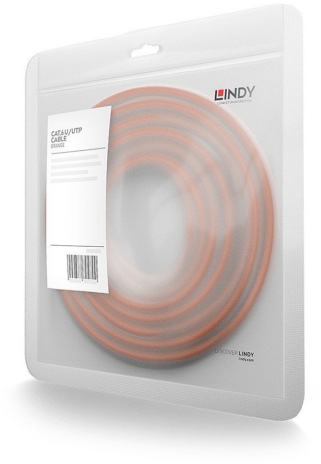 Kabllo rrjeti Lindy Cat.6 U/UTP, 3m, portokalli