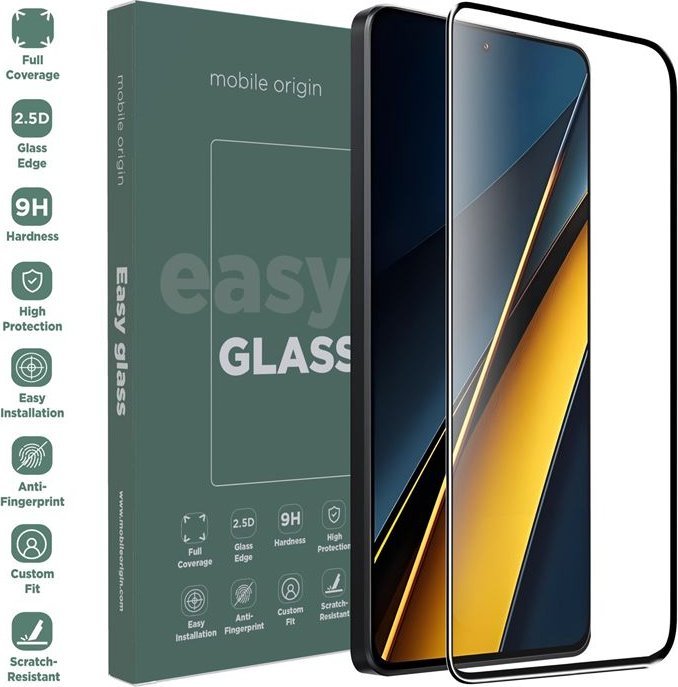 Xham mbrojtës Mobile Origin EasyGlass për Xiaomi Poco X6 Pro 5G, i tejdukshëm