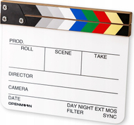 Klapa filmike profesionale Prof, 28x24cm, për marker pasqyre, e bardhë