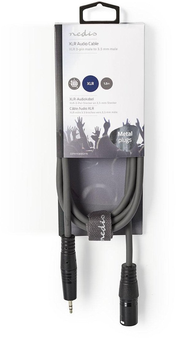 Аудио кабел Nedis OnStage XLR во 3.5 мм, 1.5 m, сив