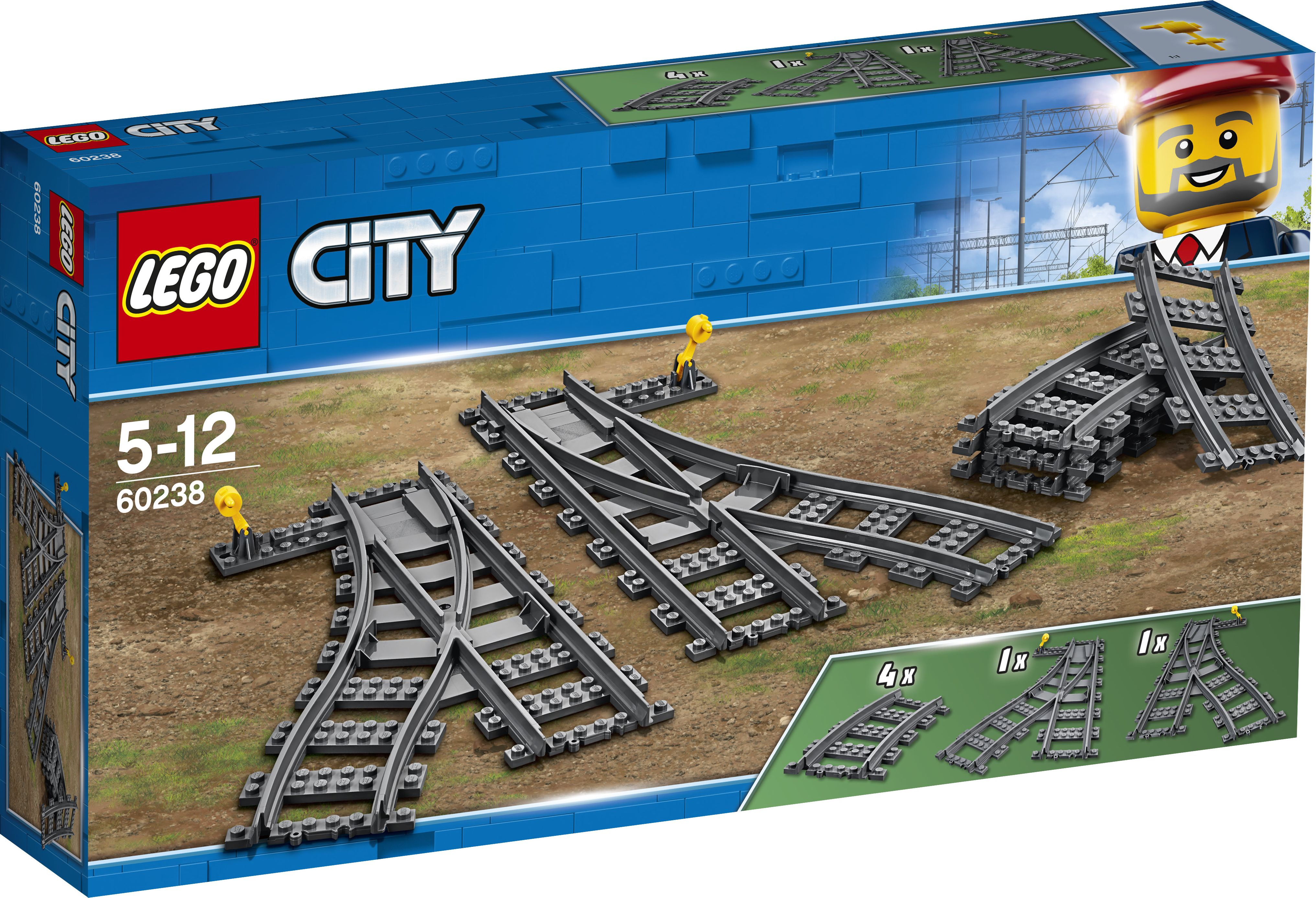 Set LEGO City 60238 Výhybky, shina për tren, 8 copa