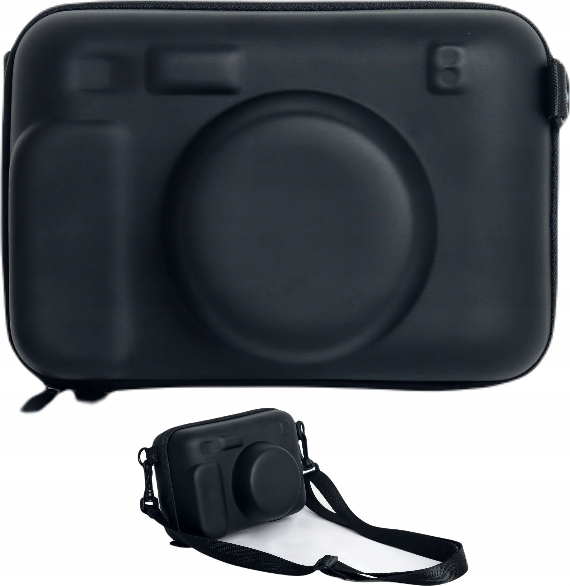 Kuti mbrojtëse e fortë për aparat Fujifilm Instax Wide 400, material PU, me rrip, e zezë