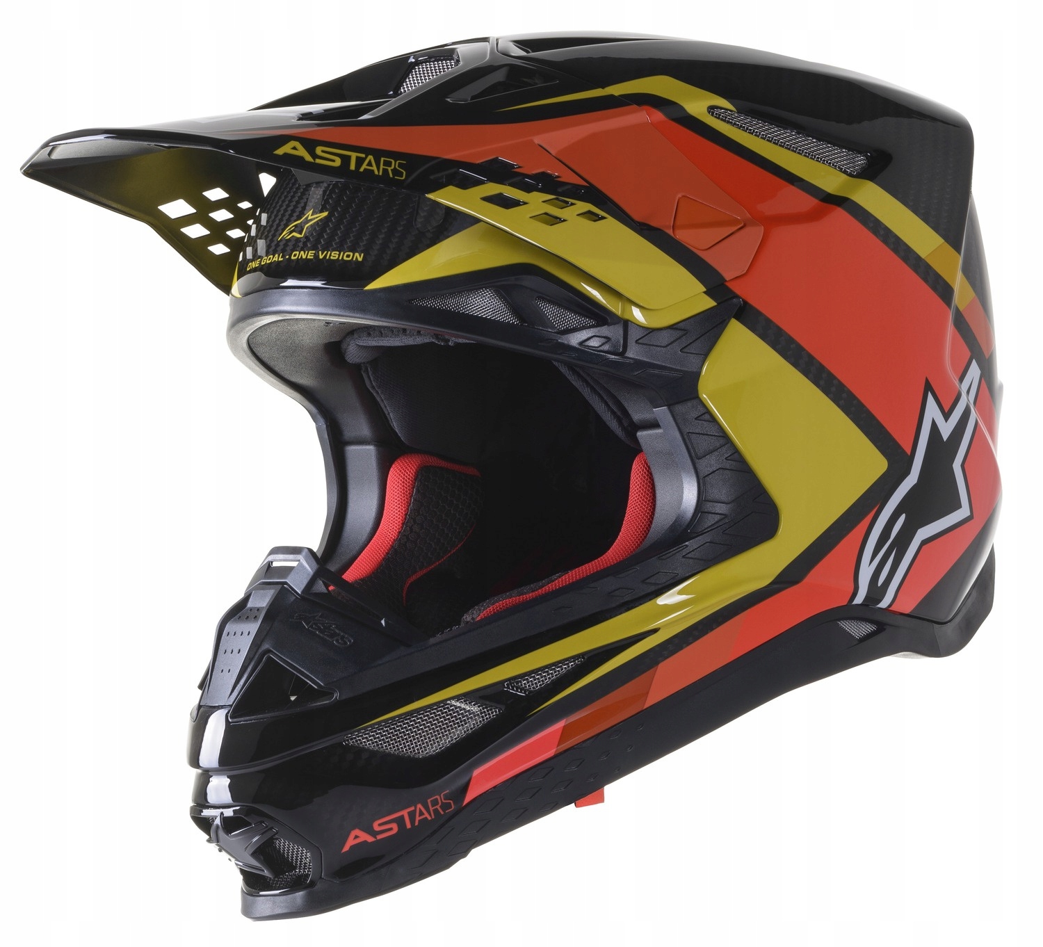 Kaskë motoçiklete Alpinestars Supertech S M10 Carbon Meta2, Cross Enduro, madhësia XL, e zezë e verdhë e portokalli me shkëlqim
