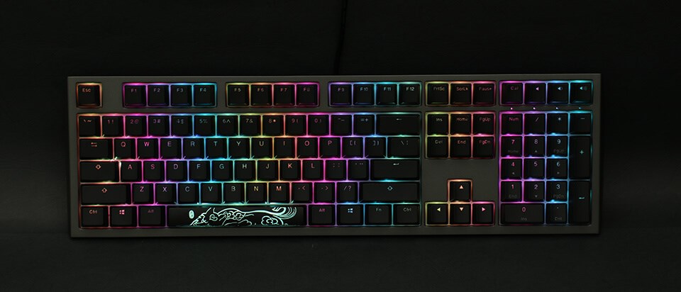 Tastierë lojërash Ducky Shine 7, Cherry MX Blue, e zezë/e hirtë