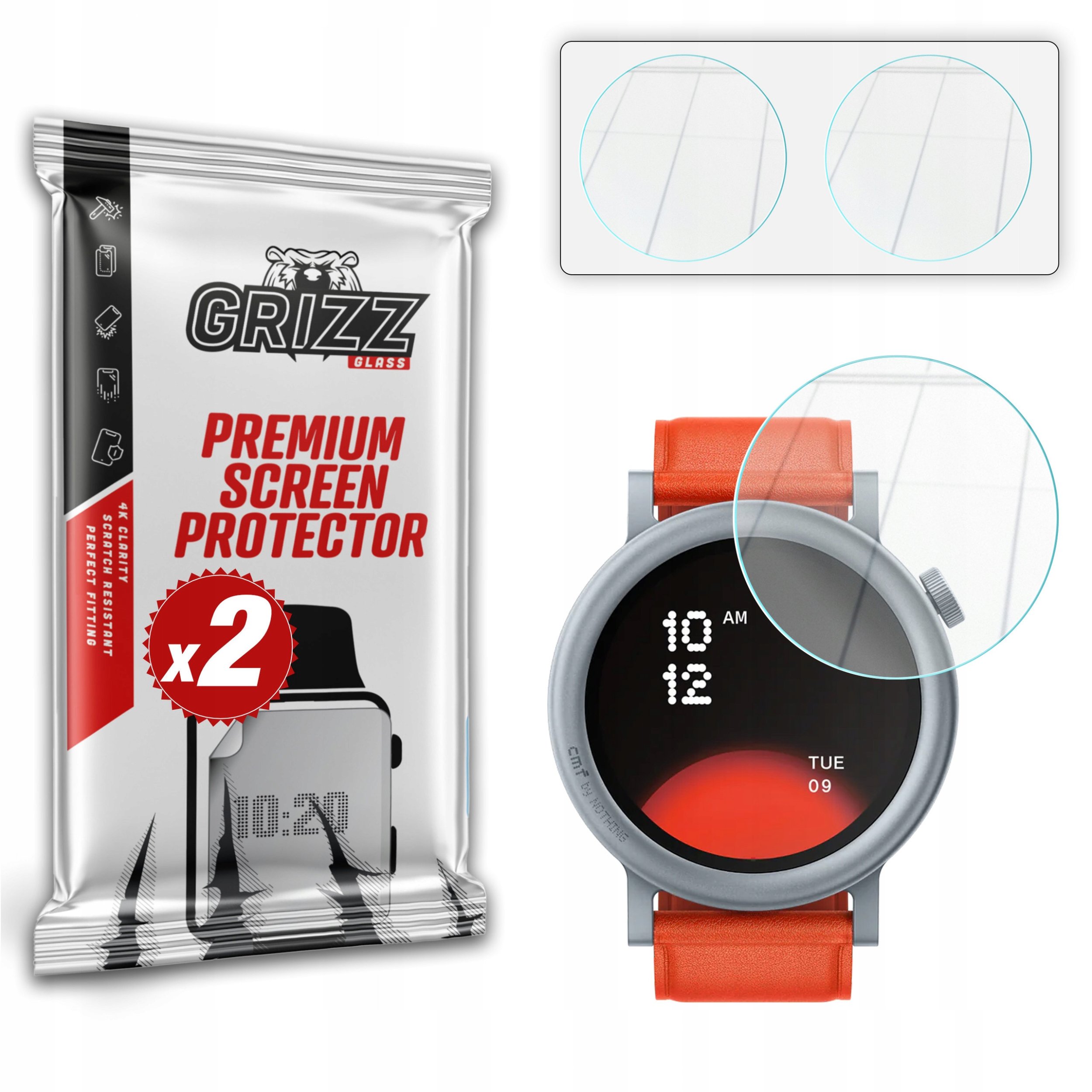 Xham mbrojtës Grizz HybridGlass për CMF Watch Pro 2, 2 copë, transparent