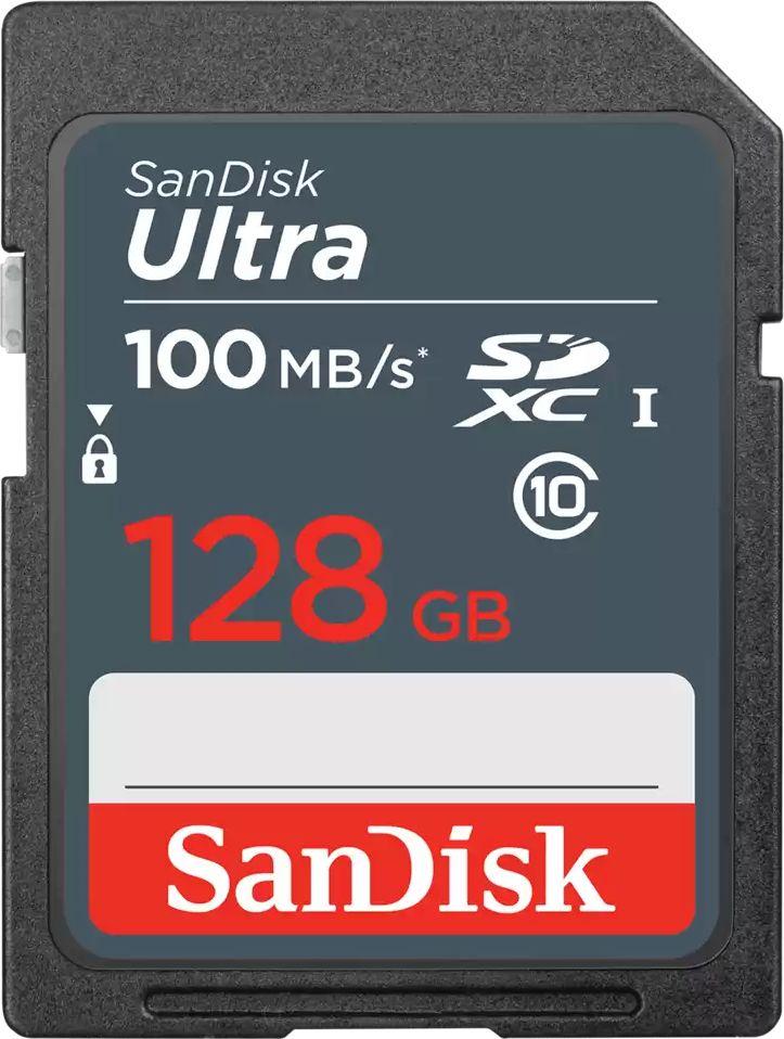Kartë memorie SanDisk Ultra SDXC, 128GB, Class 10 UHS I, e zezë