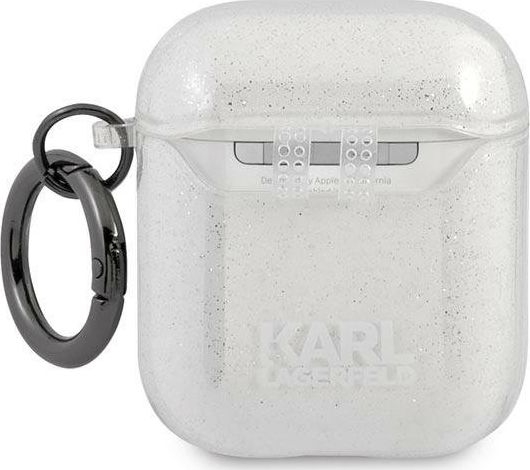 Mbulesë mbrojtëse Karl Lagerfeld KLA2UKHGS për AirPods 1/2, glitter, argjend
