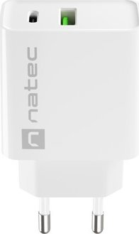 Karikues universal Natec Ribera 20W, 1x USB A, 1x USB C, i bardhë