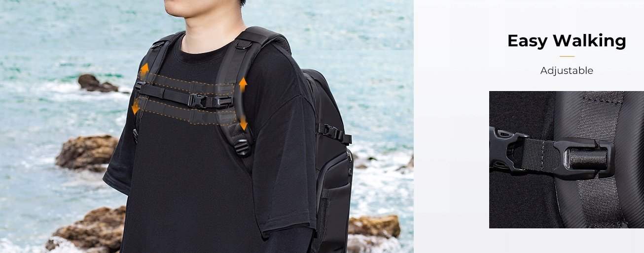 Çantë shpine K&amp;F Concept për kamerë, 17L, e papërshkueshme nga uji, e zezë