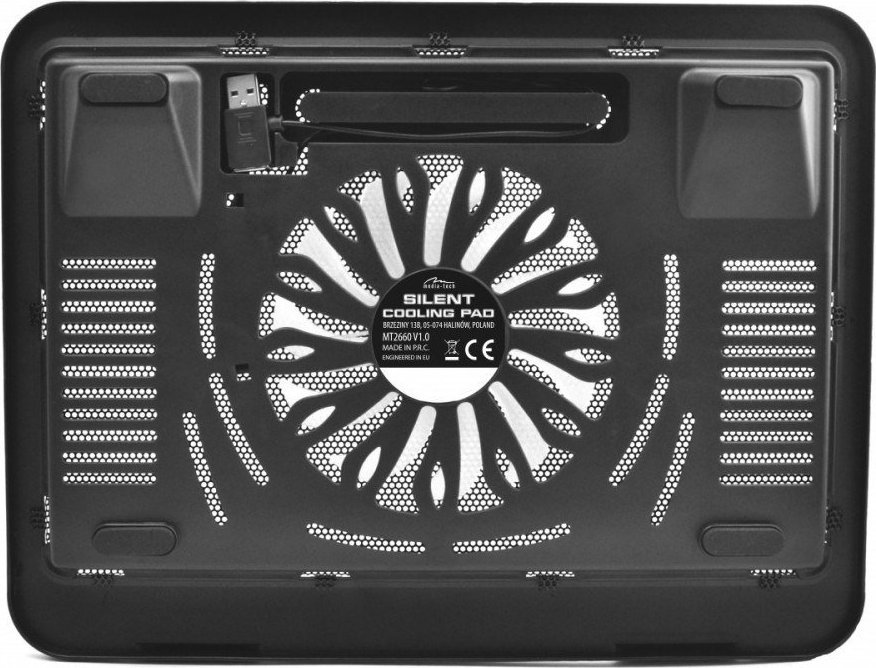 Mbajtëse ftohëse laptopi Media-Tech MT2660, ventilator me ndriçim, USB, e zezë