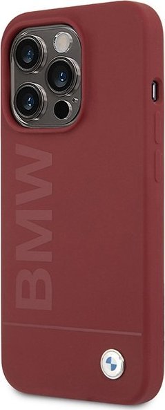 Kapak telefoni BMW Silicone Big Logo MagSafe për iPhone 15 Pro 6.1", silikon, i kuq