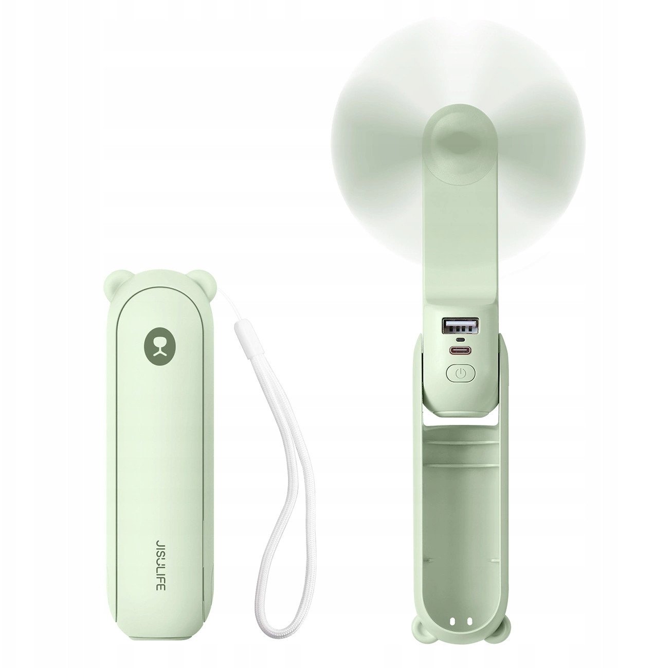 Ventilator portativ Jisulife Vita 8, 3 në 1, deri 21 orë punë, jeshil