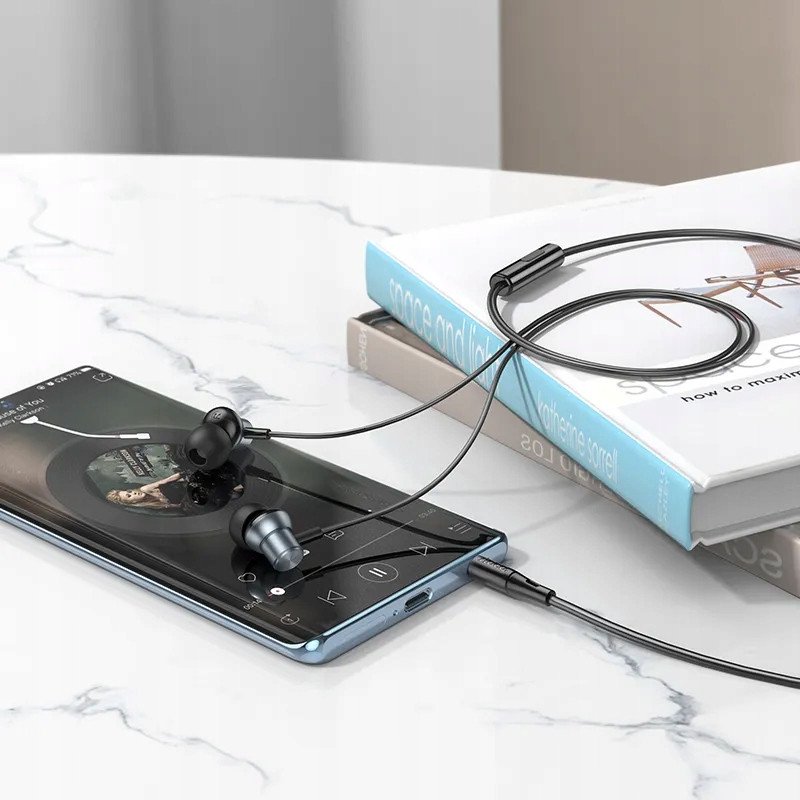 Жичани слушалки Hoco M110, 3.5 mm приклучок, со микрофон, метално сиви