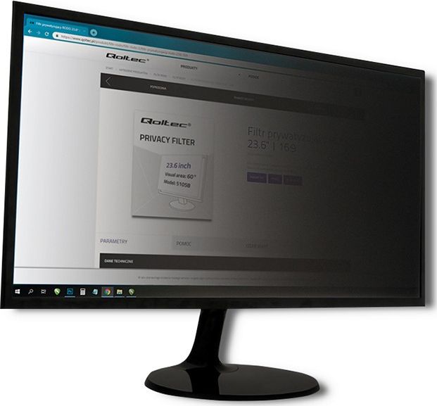 Filtër privatësie për monitor Qoltec GDPR 51057, 23", 16:9, i zi