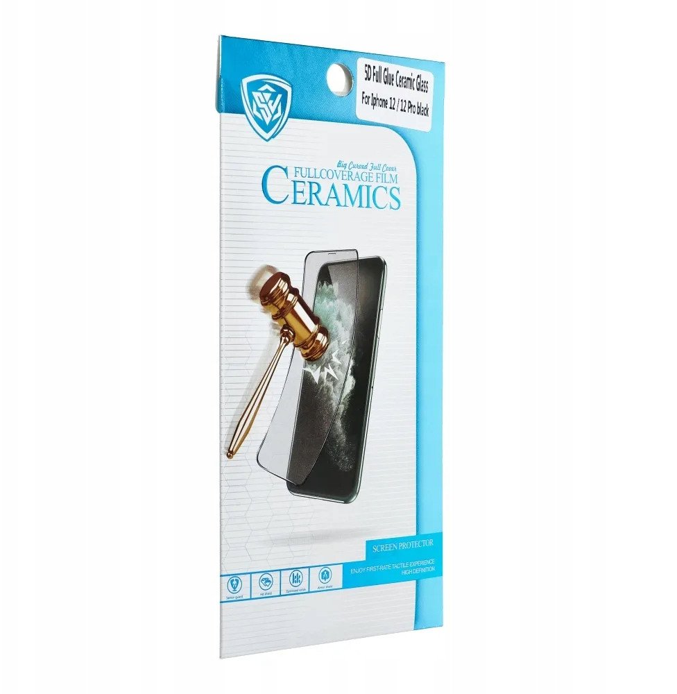 Заштитна фолија OEM за iPhone 17 Pro, керамичко 5D стакло со целосно лепење, црна