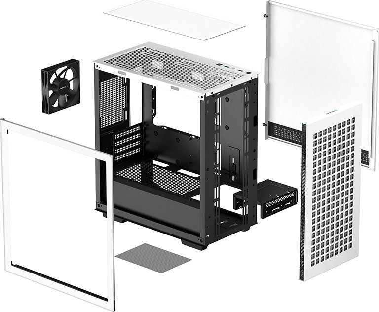 Куќиште за компјутер Deepcool CH370, бело, Midi Tower