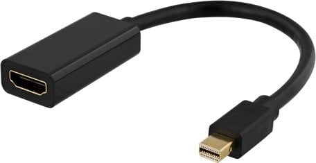 Adapter video Deltaco 00110024, Mini DisplayPort në HDMI, 20cm, i zi