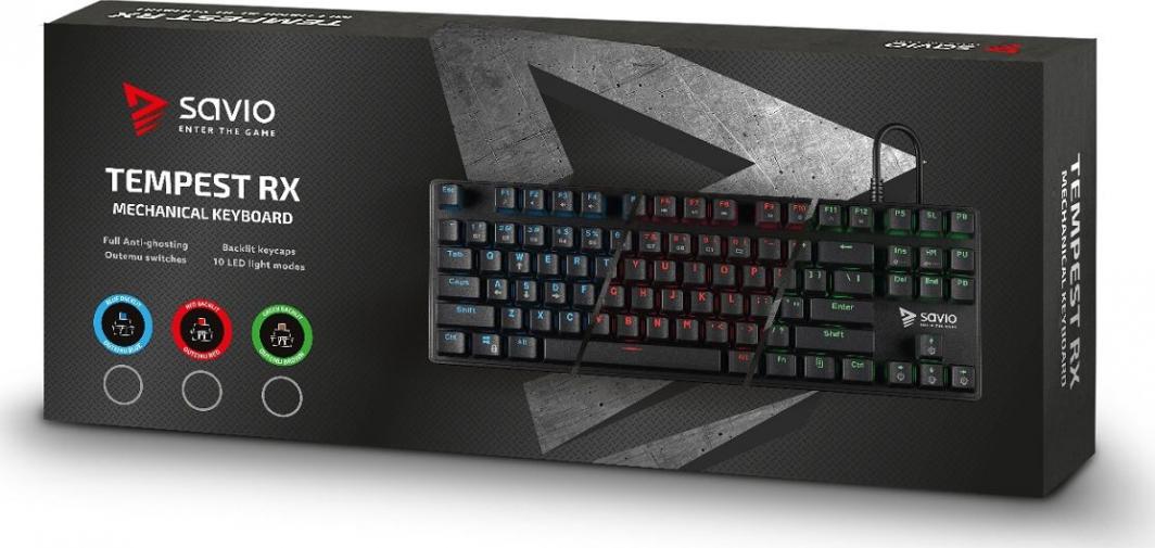 Tastierë Savio Tempest RX TKL Outemu (SAVGK-TEMPEST BLUE), e zezë