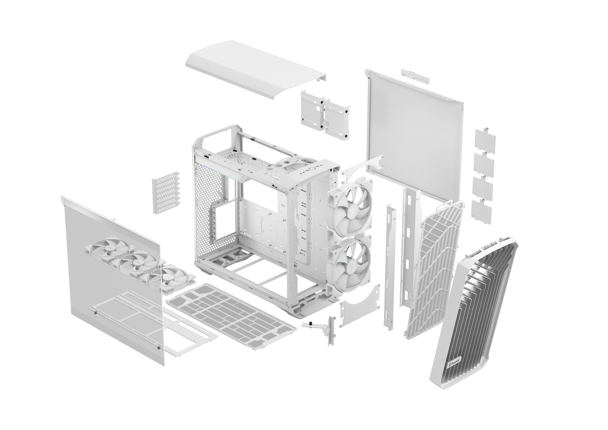 Куќиште за компјутер Fractal Design Torrent RGB White TG Clear Tint, бело