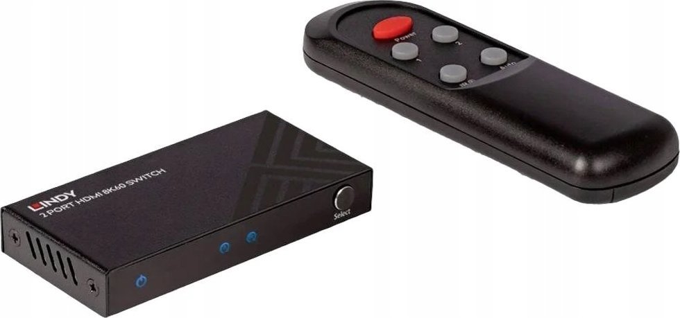 Ndërprerës HDMI Lindy 2 porta, 4K 60Hz, i zi