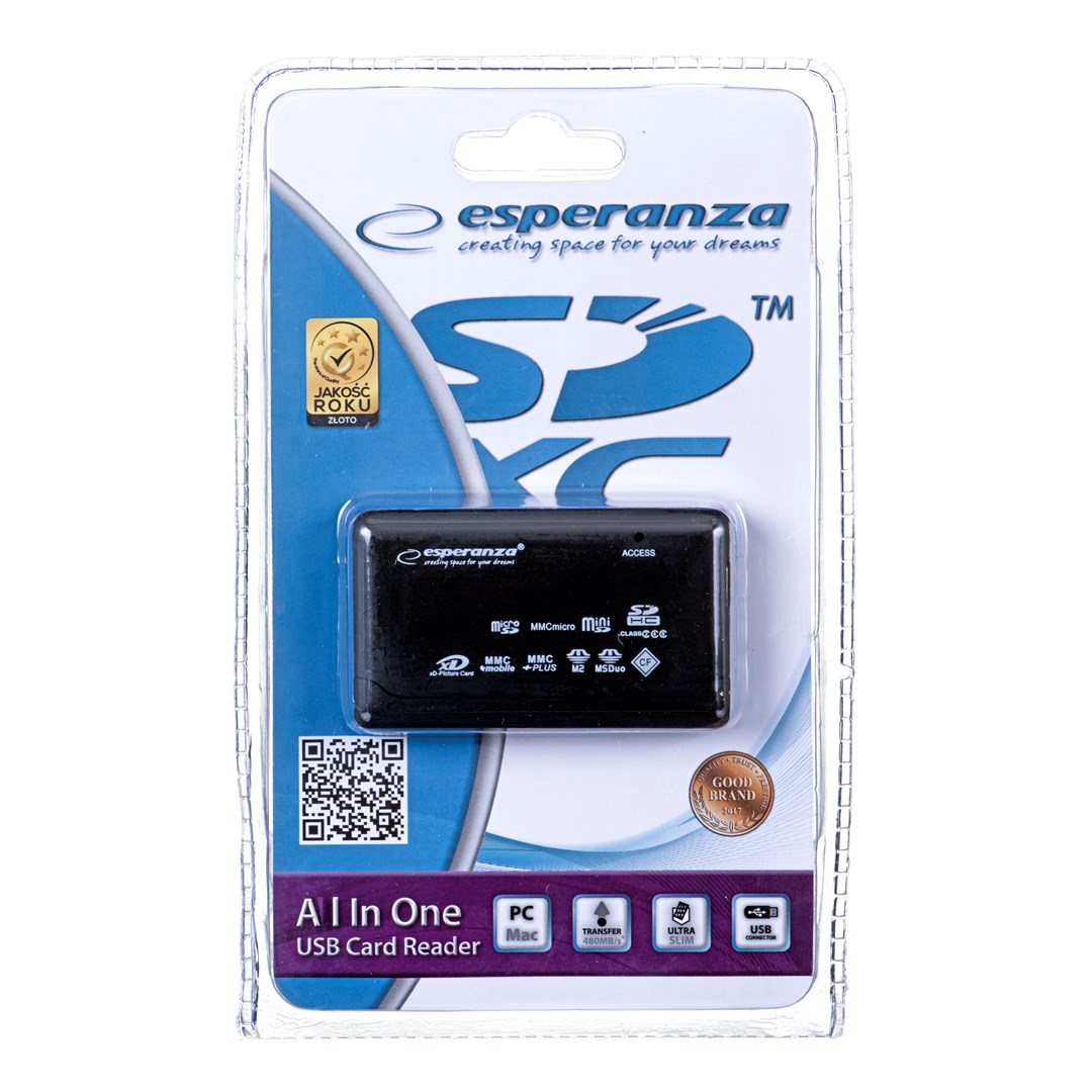 Lexues kartash Esperanza EA117, USB 2.0, 480 Mbit/s, i zi