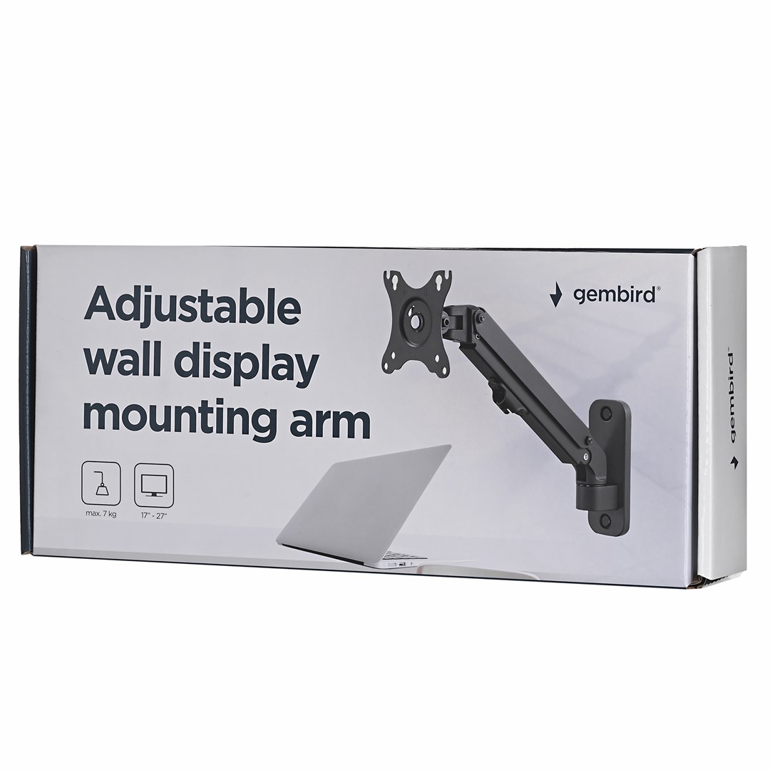 Mbajtëse muri për monitor Gembird MA-WA1-01, 17-27", 7kg, e zezë