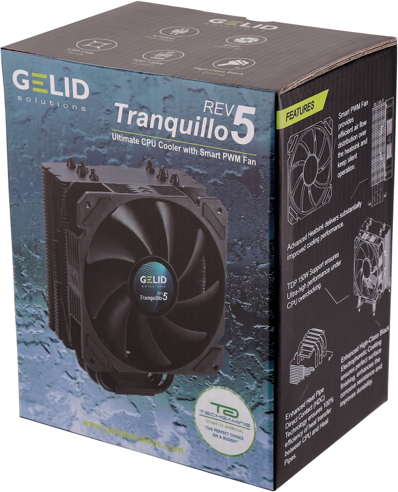 Ftohës CPU Gelid Solutions Rev. 5 Tranquillo, ventilator 120mm, i zi
