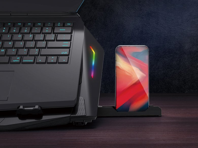 Stand ftohës për laptop Conceptronic THYIA ERGO, 2 fan, RGB, i zi