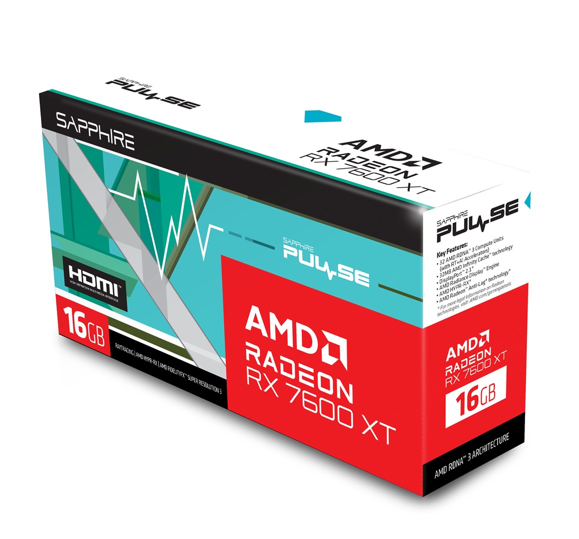 Kartë grafike Sapphire PULSE AMD Radeon RX 7600 XT, 16 GB GDDR6