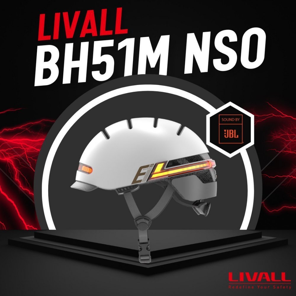 Helmetë urbane Livall BH51M NSO, Bluetooth JBL, LED, L, gri e çelët