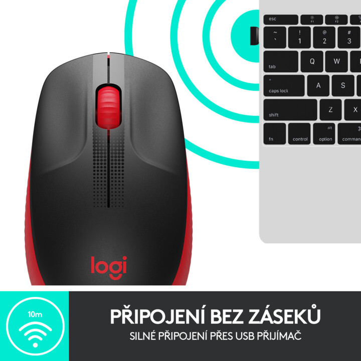 Глушец Logitech M190, црвен
