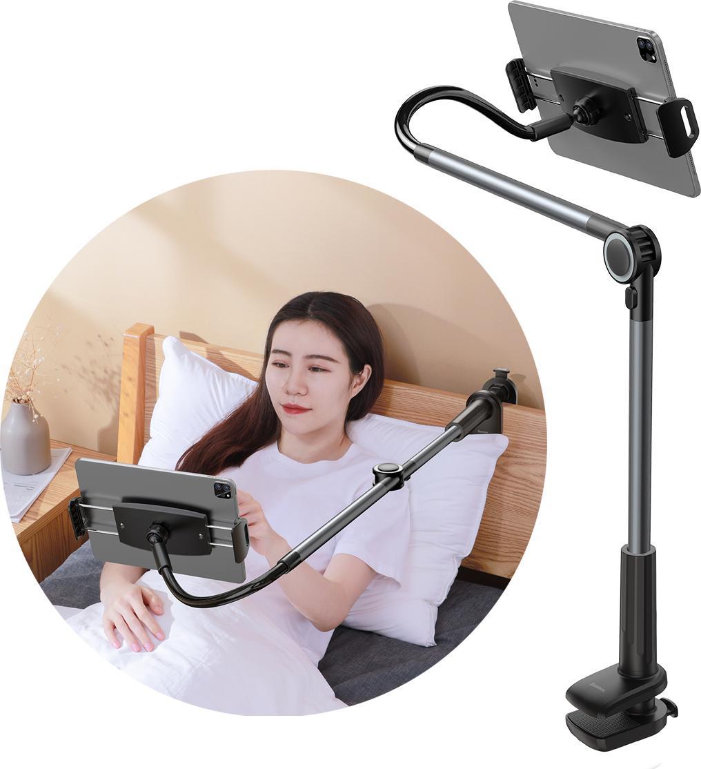 Mbajtëse telefoni dhe tableti Baseus, krah i gjatë fleksibël, kapëse tavoline, e zezë