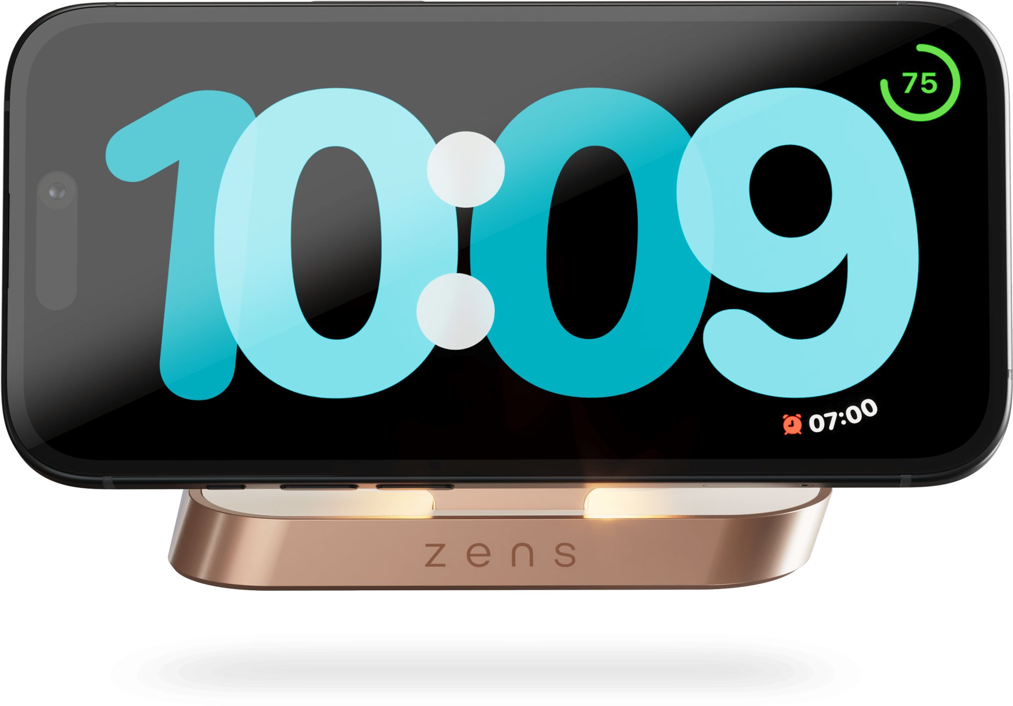 Karikues Zens Magnetic Nightstand, pa tela 15W, për iPhone dhe AirPods, i bardhë bakri