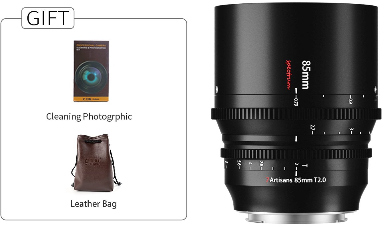 Objektiv kinematografik 7Artisans Spectrum 85mm T2.0, Canon RF, i zi