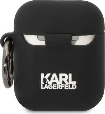 Навлака Karl Lagerfeld KLA2RUNCHK за Apple AirPods 1/2, силикон, дизајн Choupette Head 3D, црна