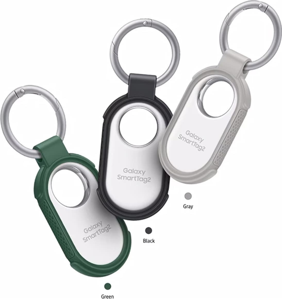 Mbulesë silikoni me varëse për Samsung Galaxy SmartTag2, me karabinë, e gjelbër