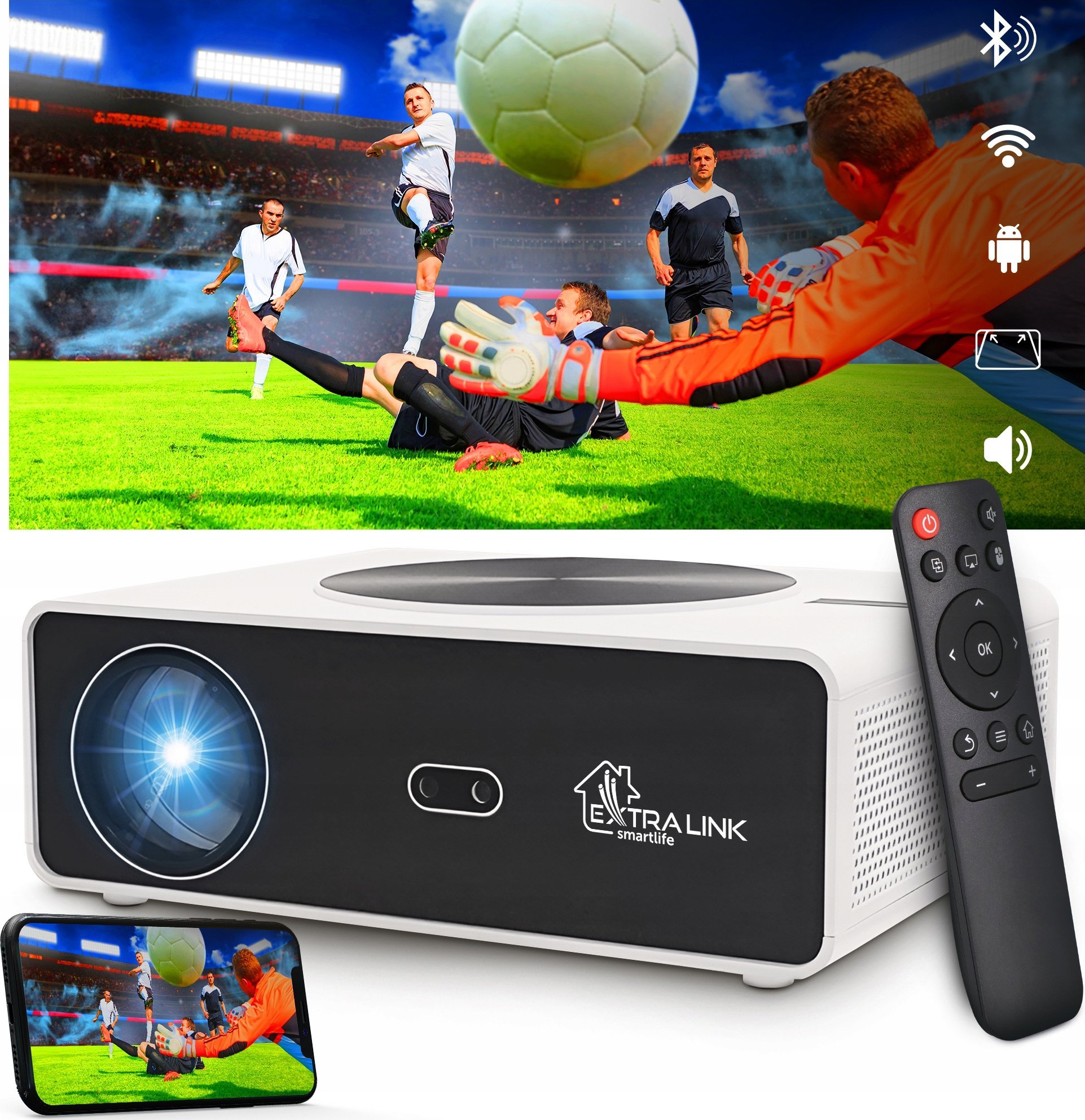 Projektor Extralink Smart Life Vision Max, 800 ANSI, 1080p, Android 12.0