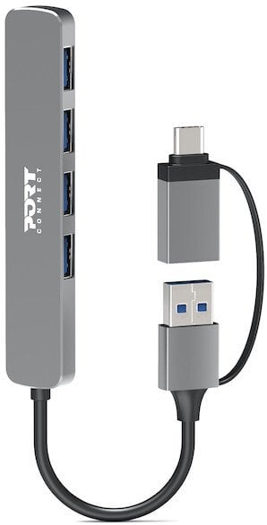 Hub USB Port Designs 900161, 4 porta USB 3.0, me adapter USB C, argjendtë