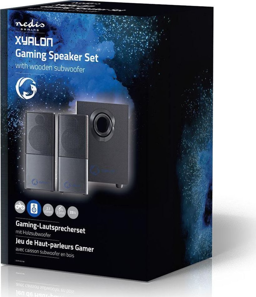 Kutia altoparlantë Nedis GSPR10021BK Gaming 2.1, 33W, 3.5mm USB, e zezë